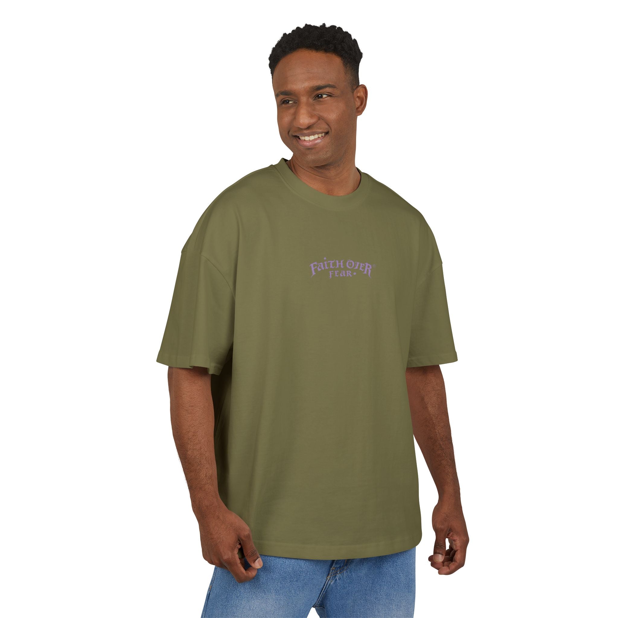 Faith Over Fear Logo (Lavendel) - Oversized Cotton Tee