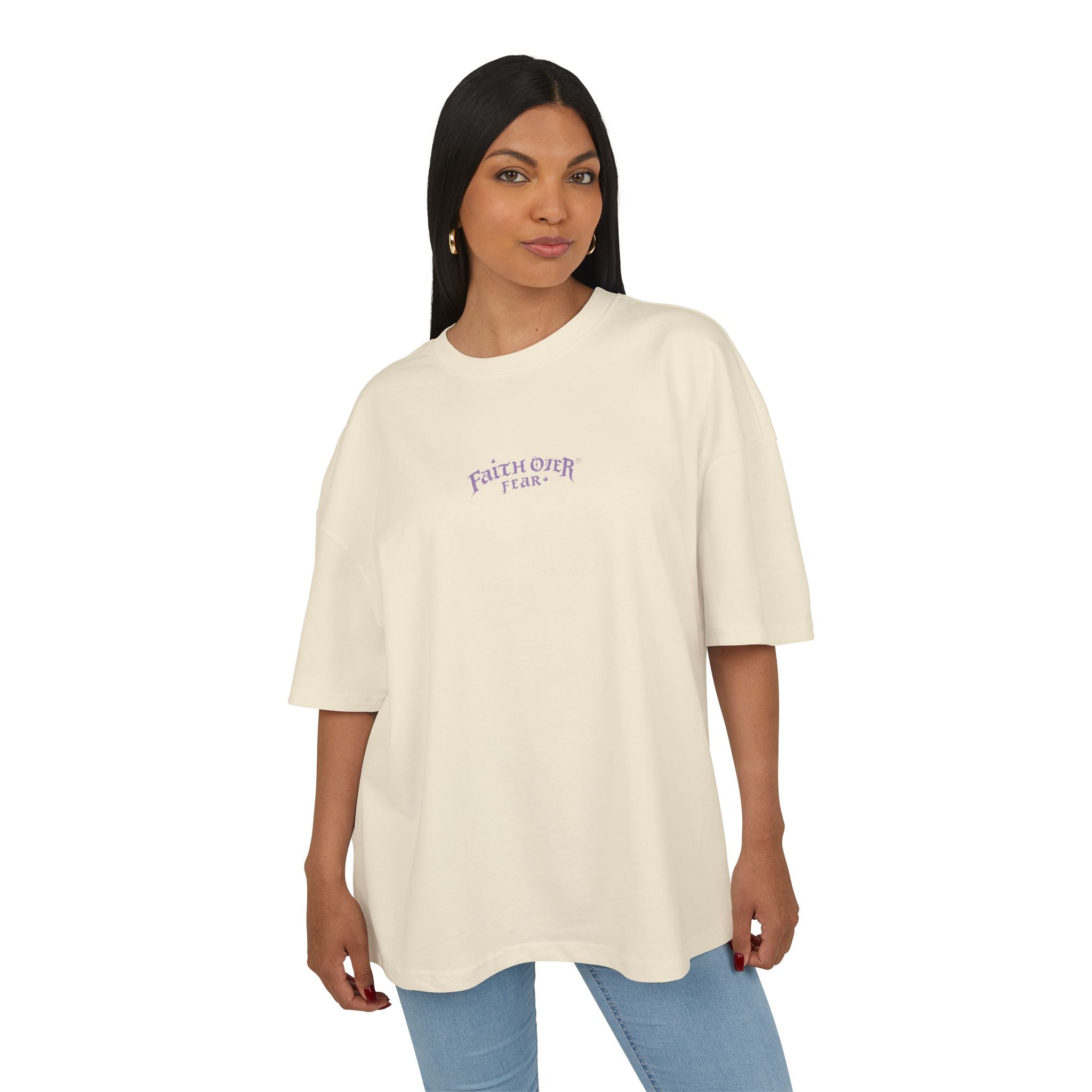 Faith Over Fear Logo (Lavendel) - Oversized Cotton Tee