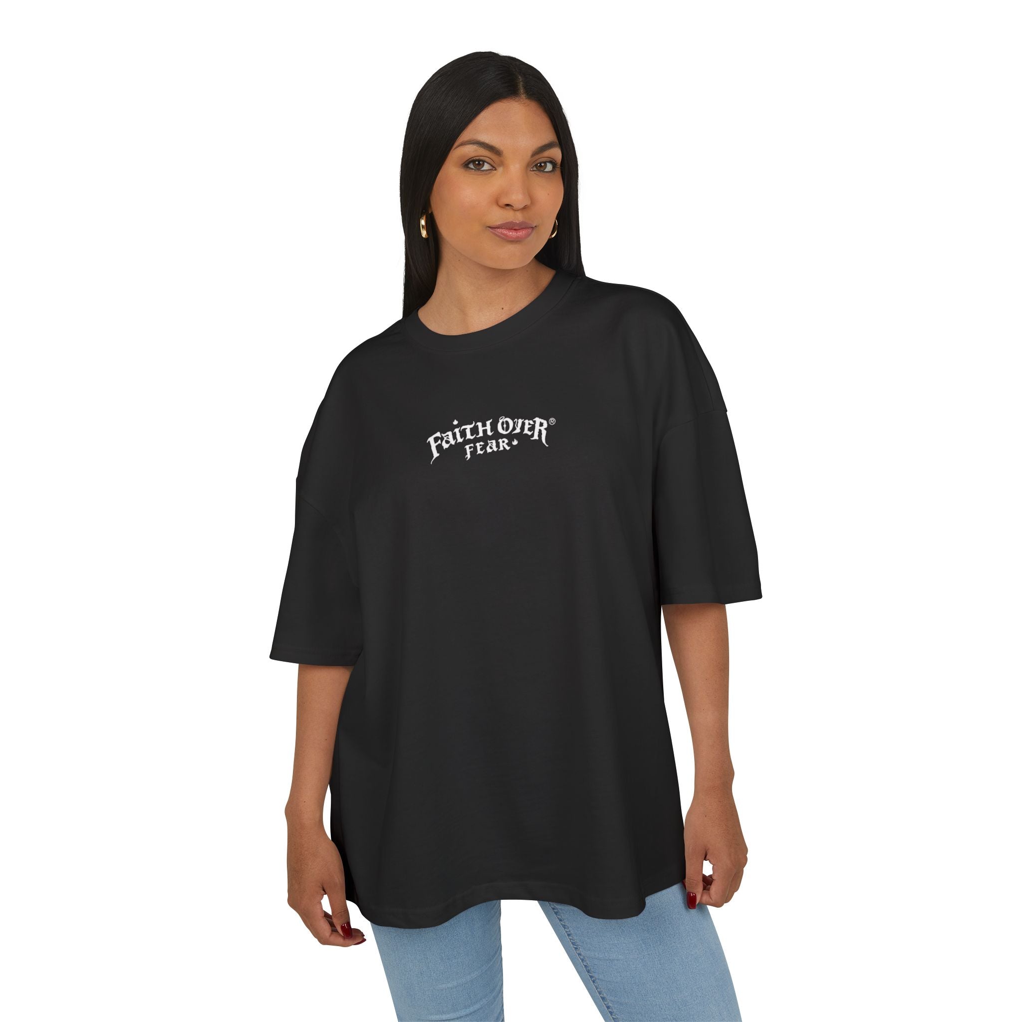 Faith Over Fear Logo - Oversized Cotton Tee