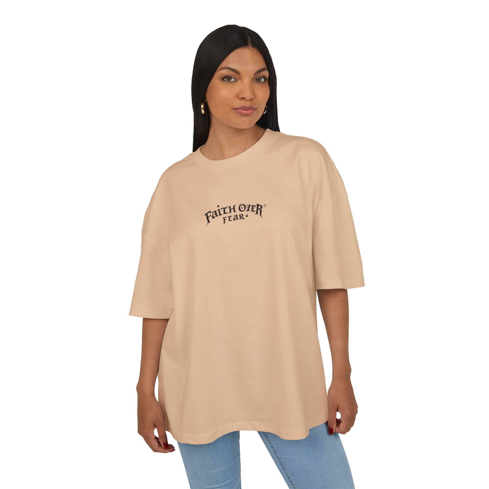 Faith Over Fear Logo - Oversized Cotton Tee