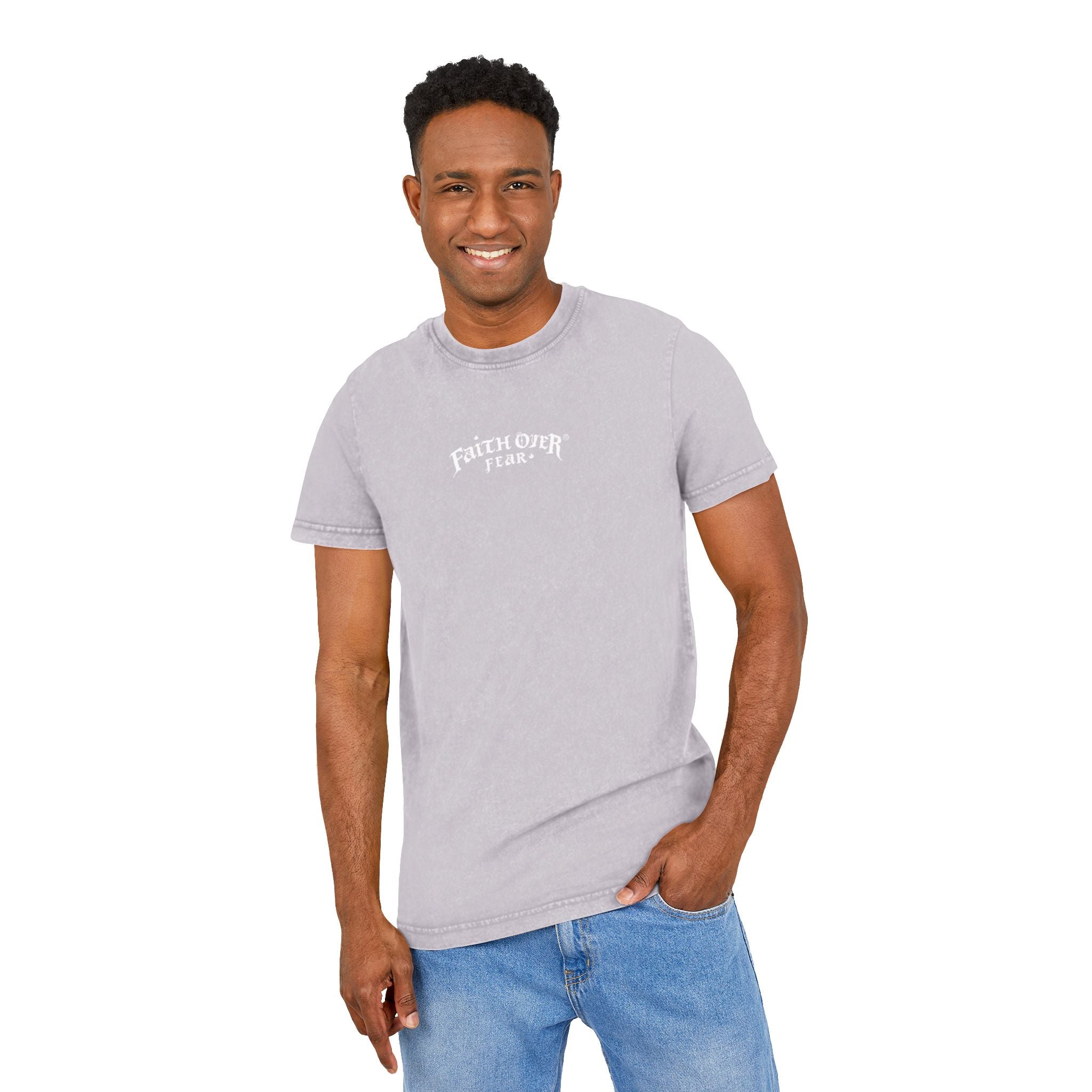 Faith over Fear (White) - Acid Washed Tee