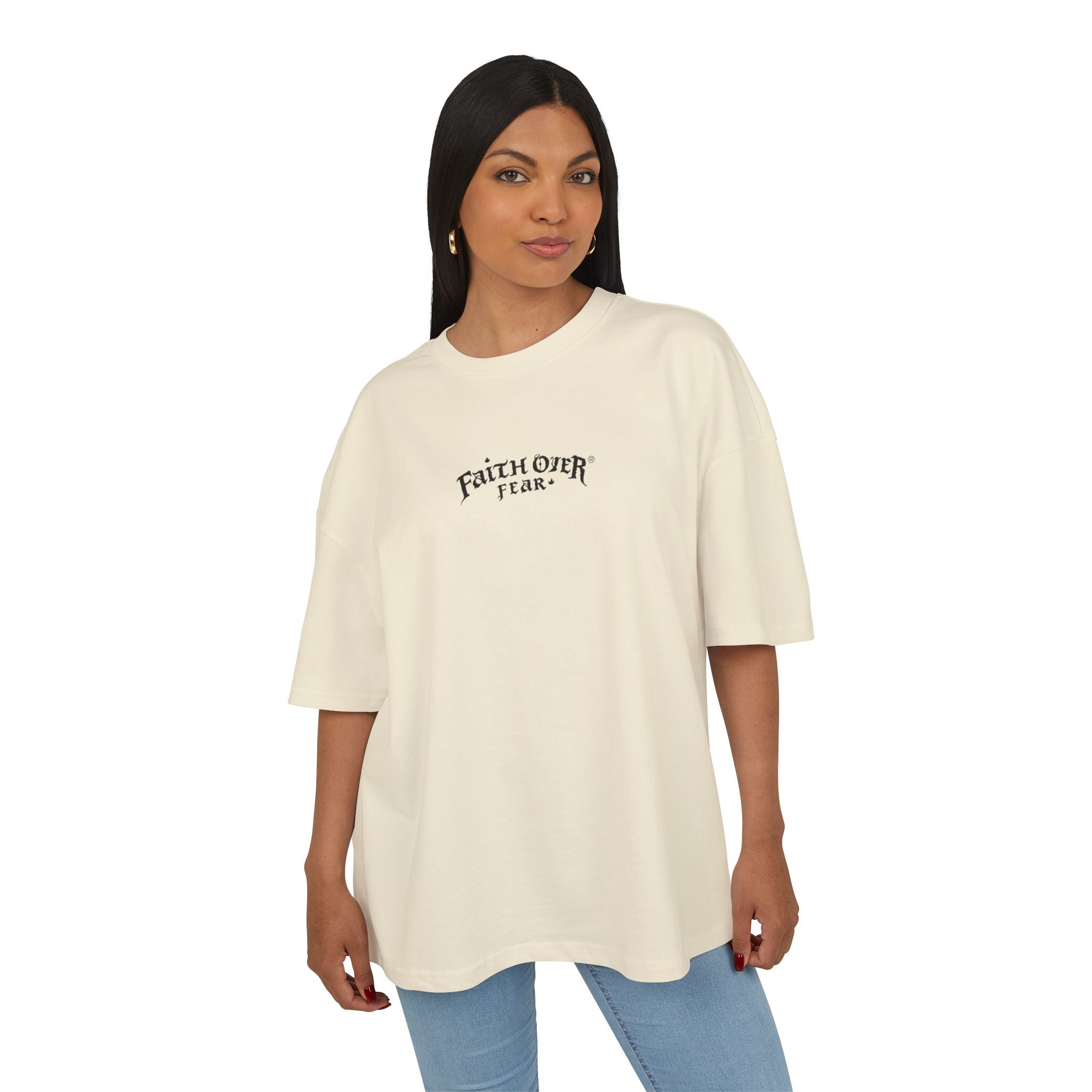 Faith Over Fear Logo - Oversized Cotton Tee