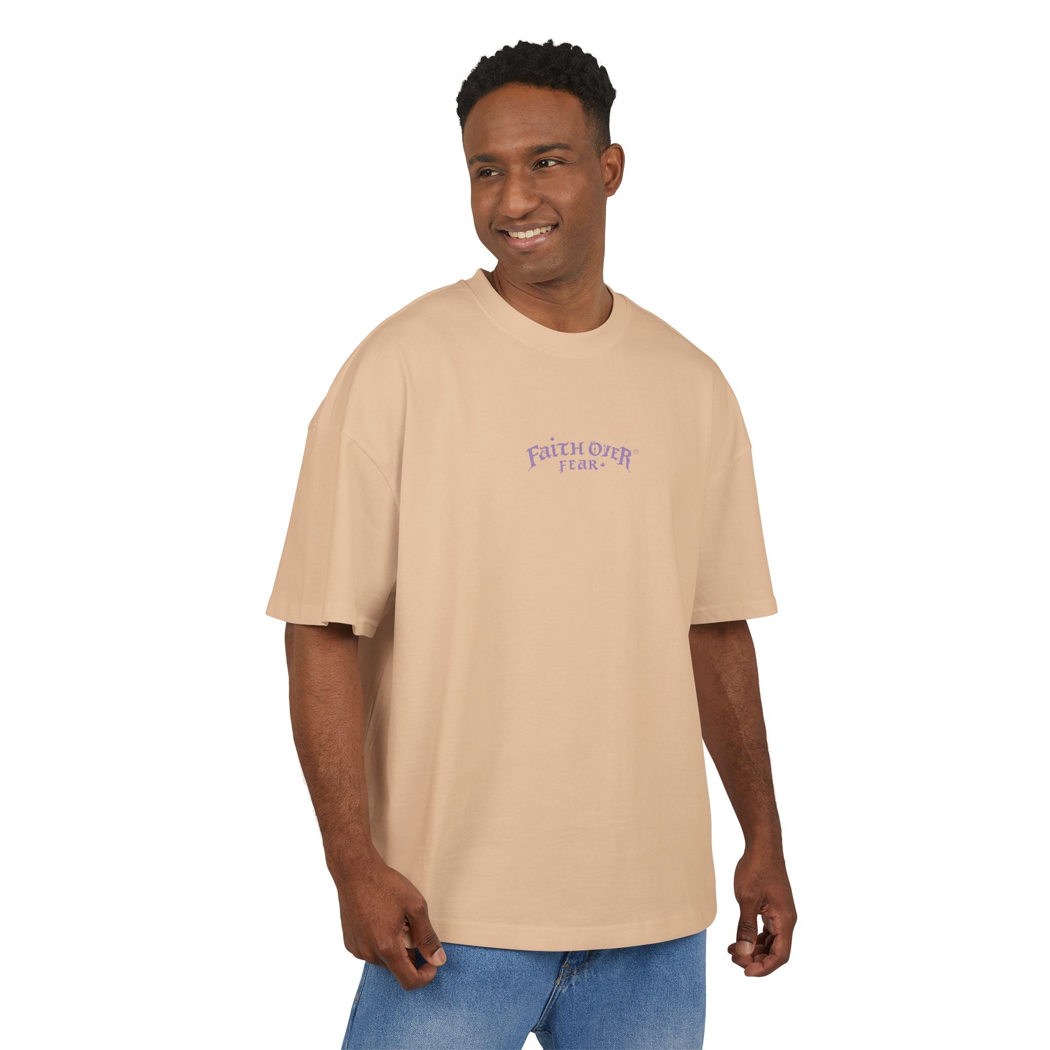 Faith Over Fear Logo (Lavendel) - Oversized Cotton Tee