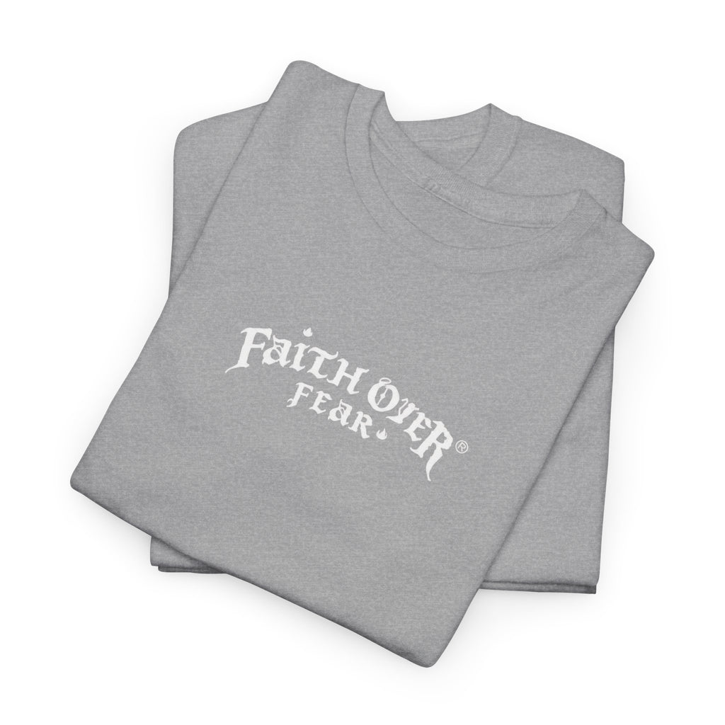 Faith Over Fear Logo (White) - Heavy Cotton Tee