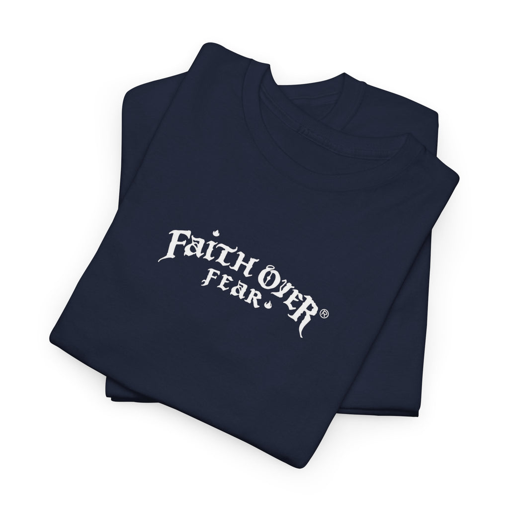 Faith Over Fear Logo (White) - Heavy Cotton Tee
