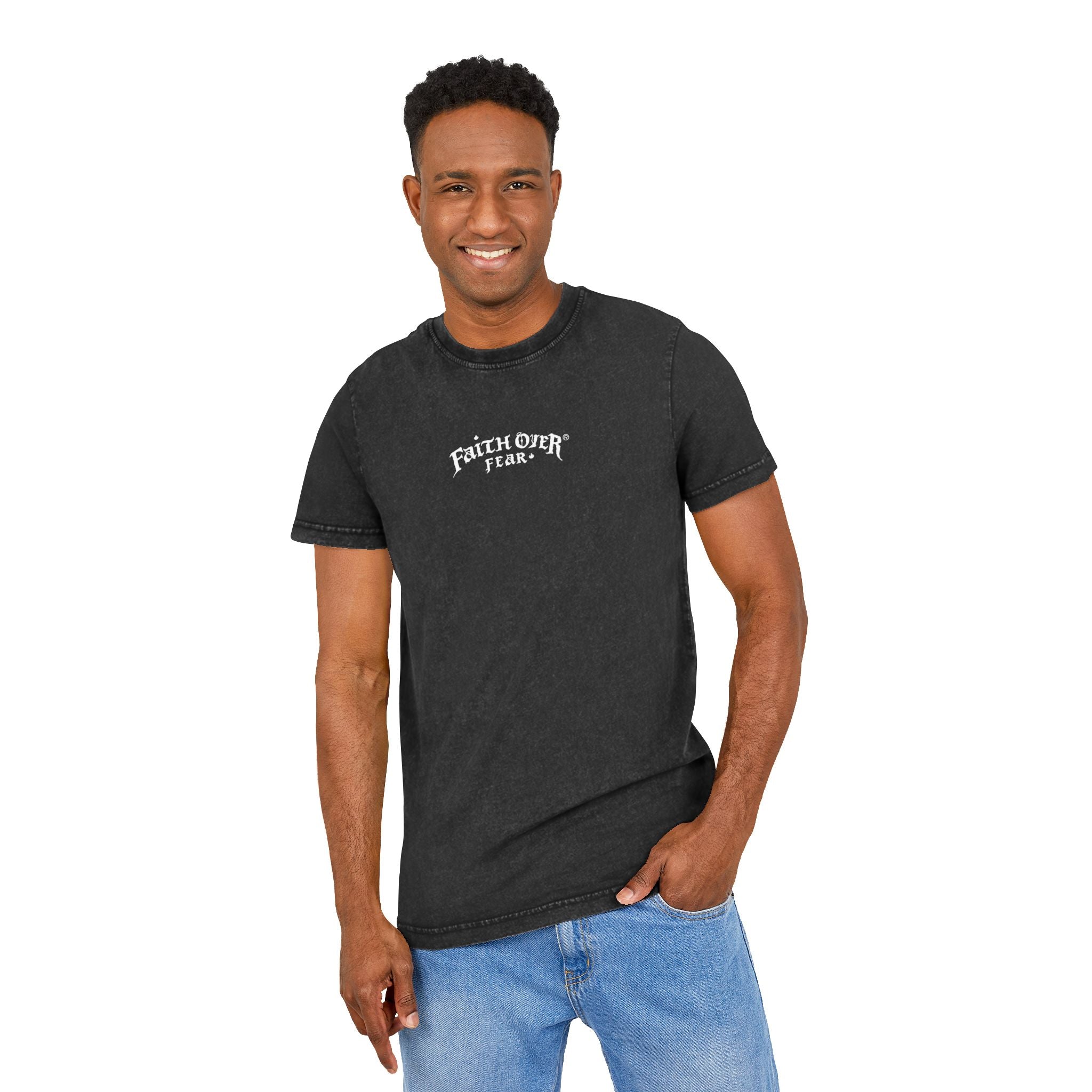 Faith over Fear (White) - Acid Washed Tee