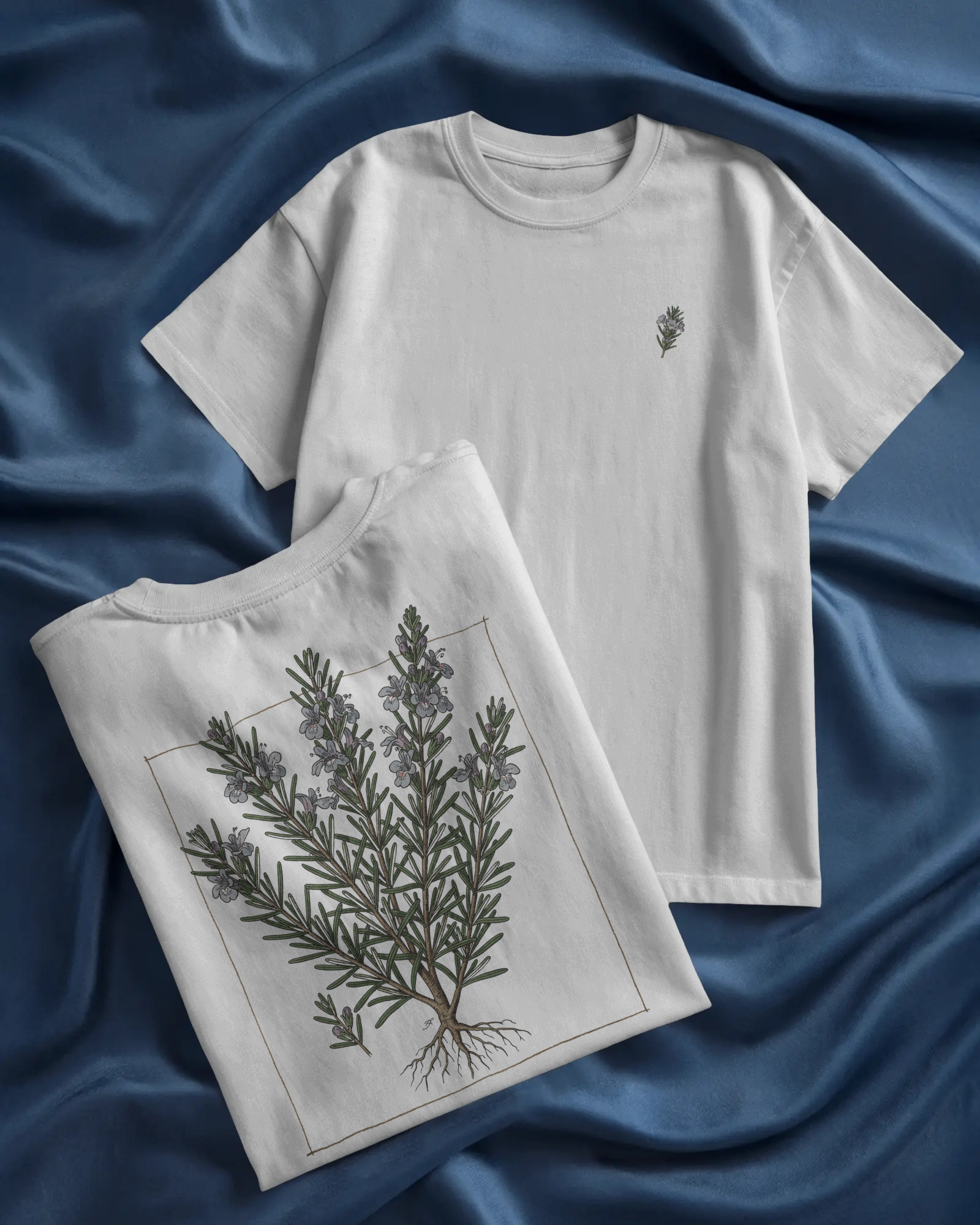 Botanical Rosemary Tee - Minimal Herb Illustration - Heavy Cotton T-Shirt