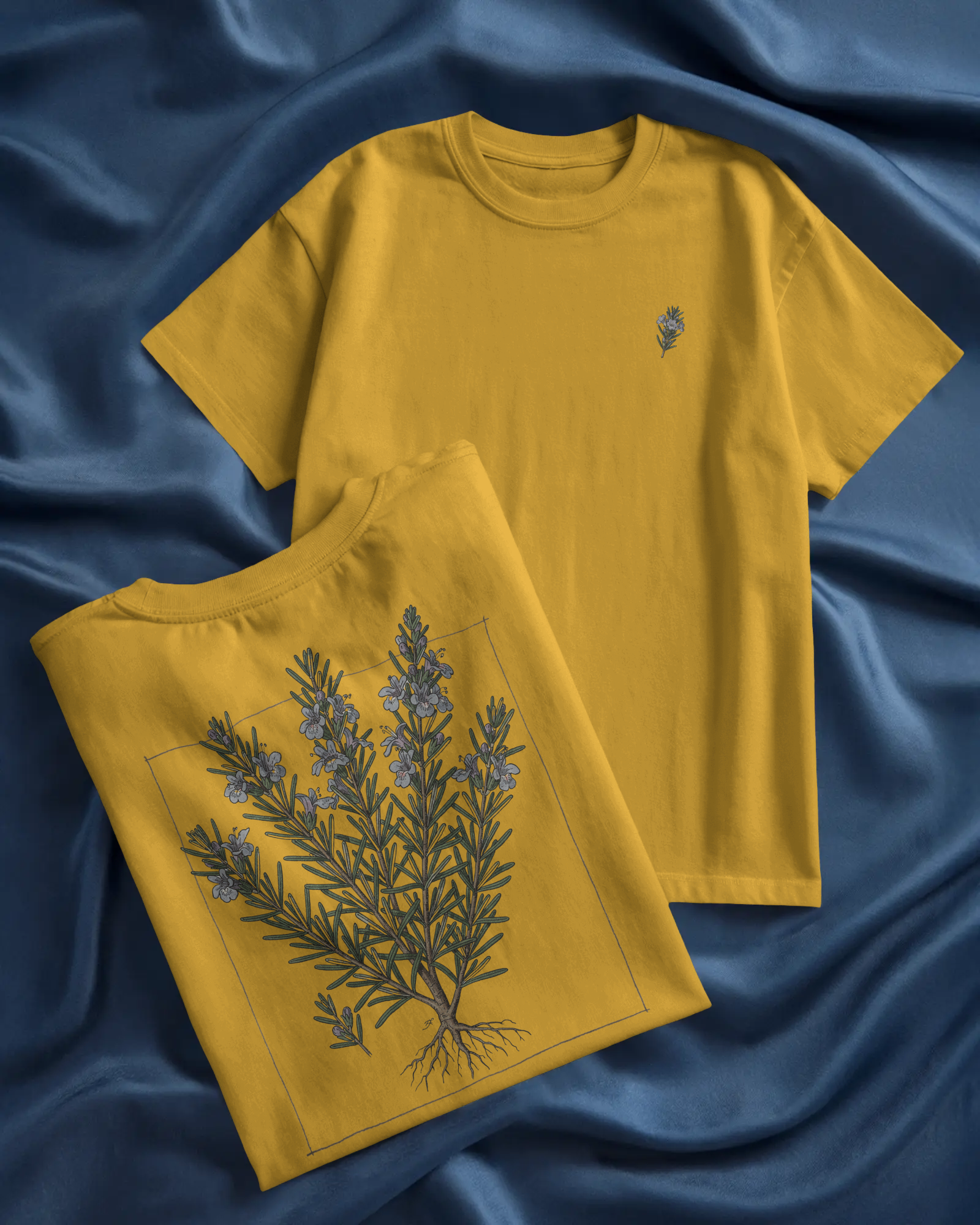 Botanical Rosemary Tee - Minimal Herb Illustration - Heavy Cotton T-Shirt