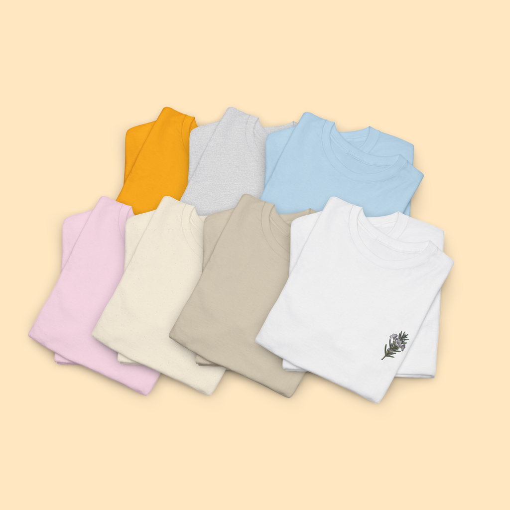 Botanical Rosemary Tee - Minimal Herb Illustration - Heavy Cotton T-Shirt