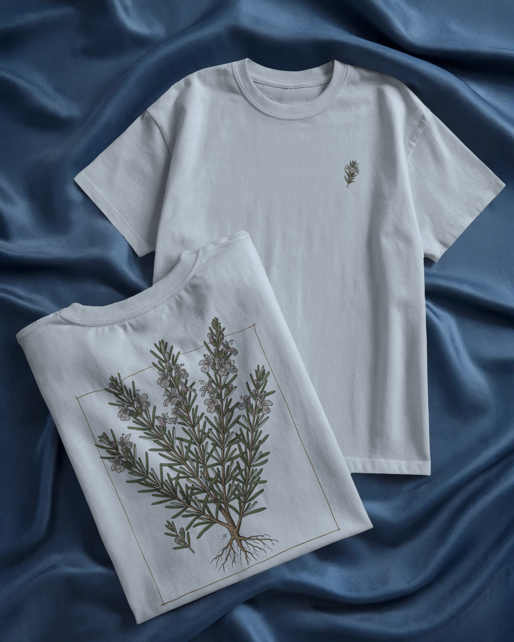 Botanical Rosemary Tee - Minimal Herb Illustration - Heavy Cotton T-Shirt