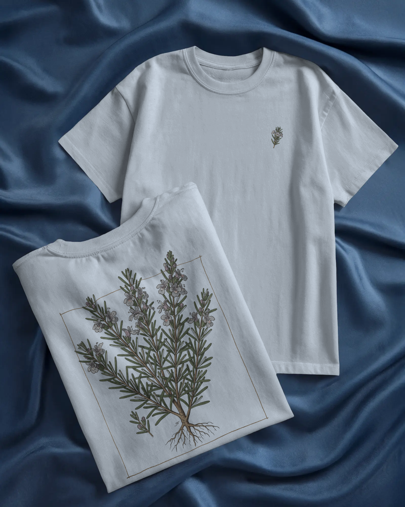 Botanical Rosemary Tee - Minimal Herb Illustration - Heavy Cotton T-Shirt