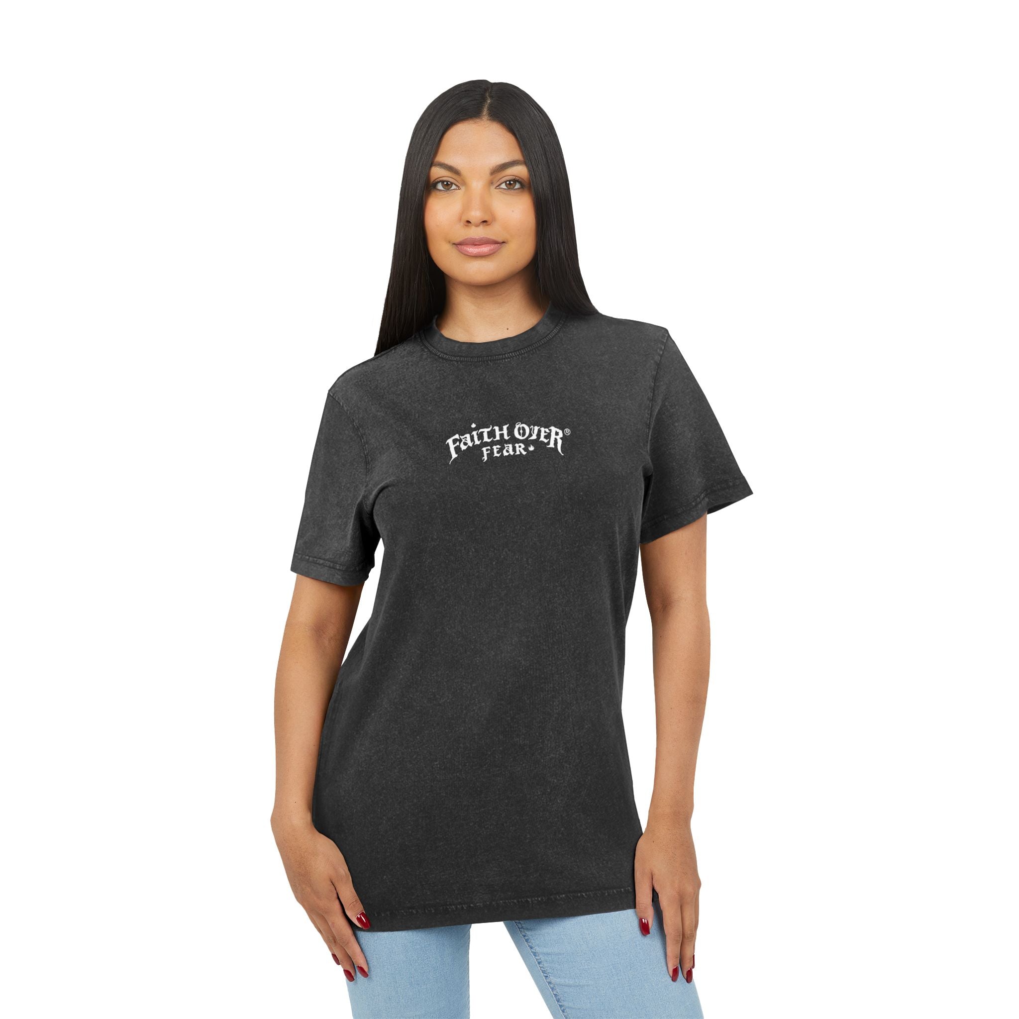 Faith over Fear (White) - Acid Washed Tee