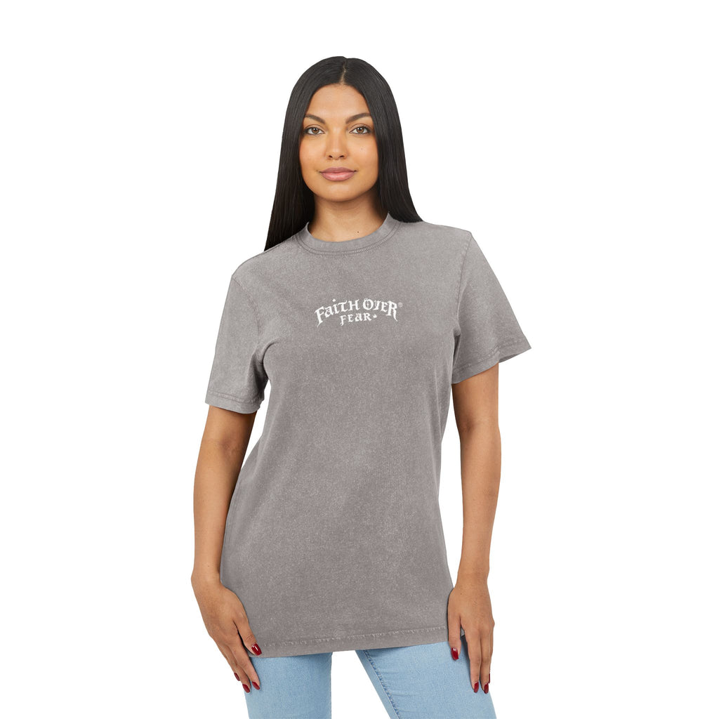 Faith over Fear (White) - Acid Washed Tee