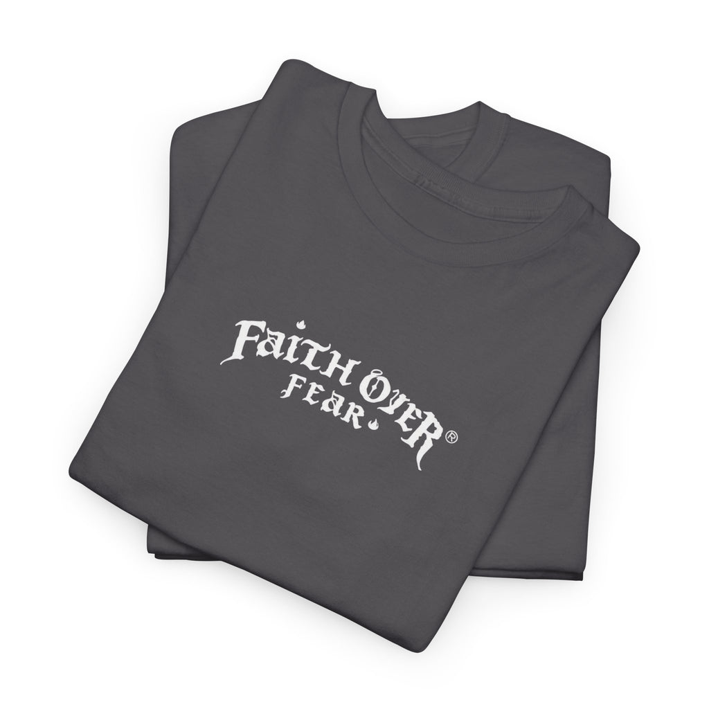 Faith Over Fear Logo (White) - Heavy Cotton Tee