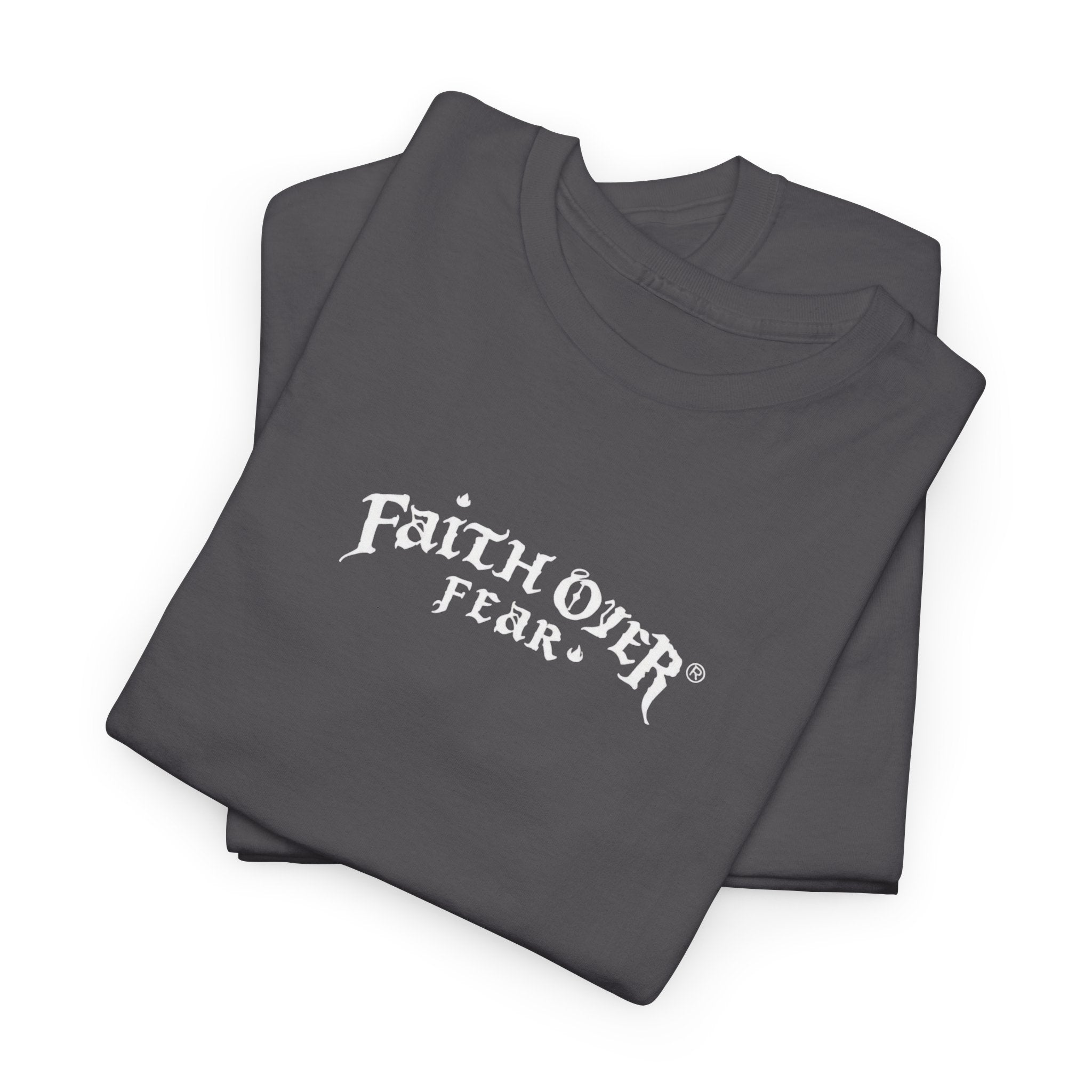 Faith Over Fear Logo (White) - Heavy Cotton Tee