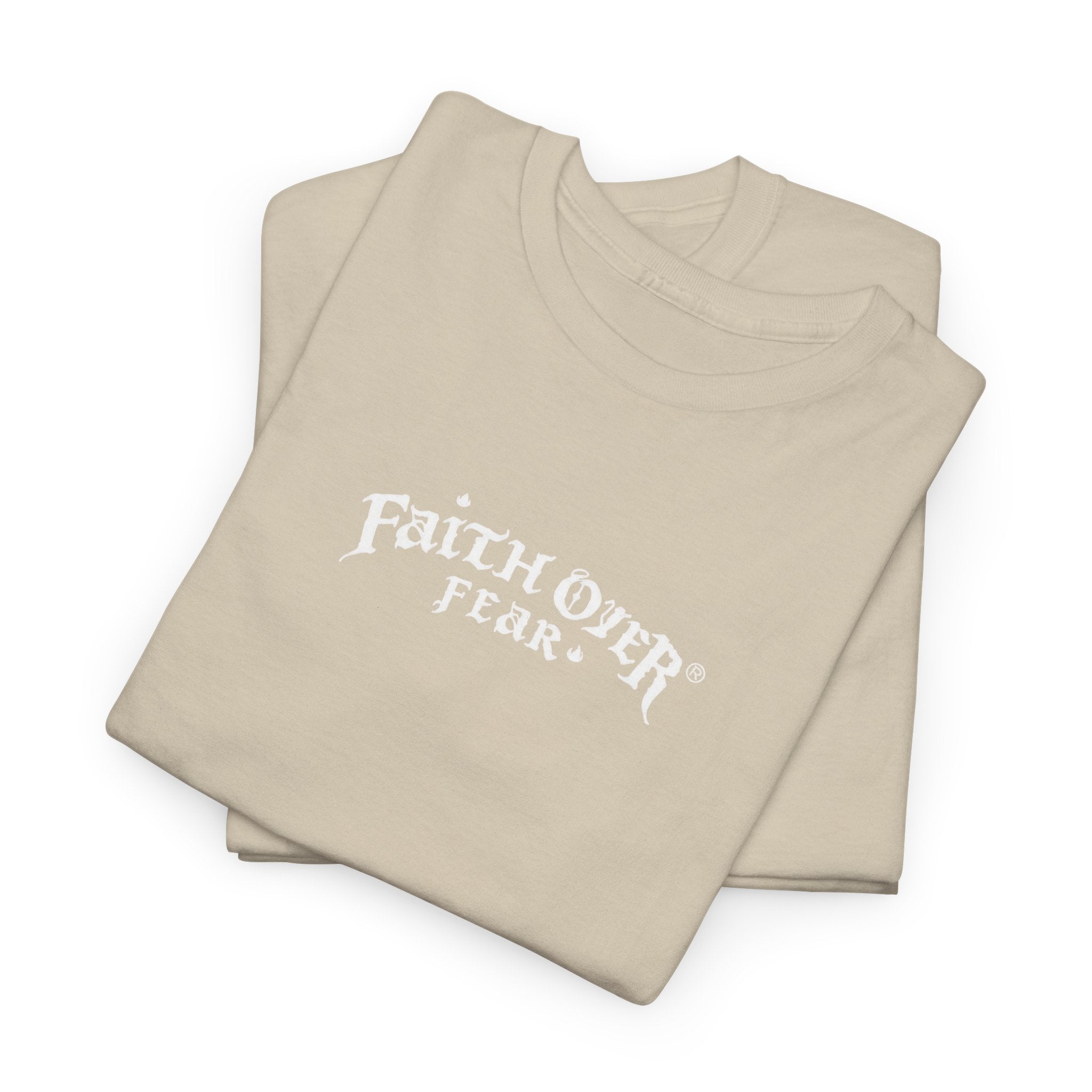 Faith Over Fear Logo (White) - Heavy Cotton Tee
